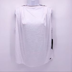 NEW Zobha Zip Neck Bright White Tank Top Size Medium